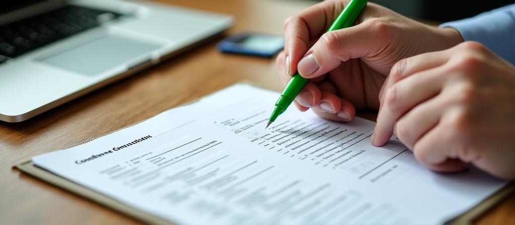 보안 감사 체크리스트와 서류를 검토하는 손