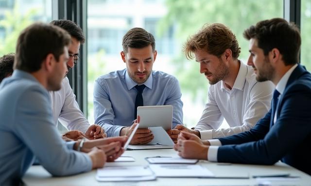 보안 전문가와 기업 경영진이 TF 구성을 위해 회의하는 모습