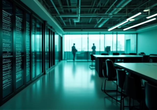 신뢰감을 주는 현대적인 보안 관제 센터 및 사무실 환경